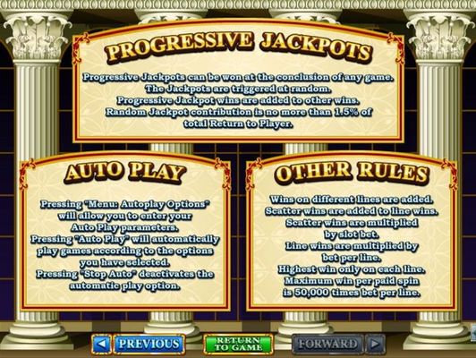 Progressive Jackpots Rules and General Game Rules