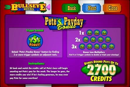 petes payday bonus rules and paytable
