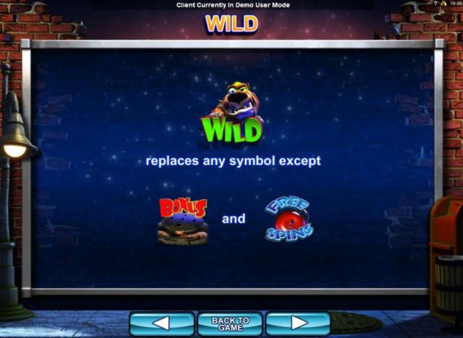 The wild symbols is represented by a ferocious dog and replaces all symbols except bonus and free spins.