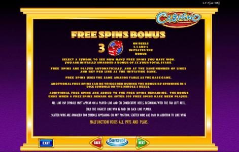 free spins bonus rules