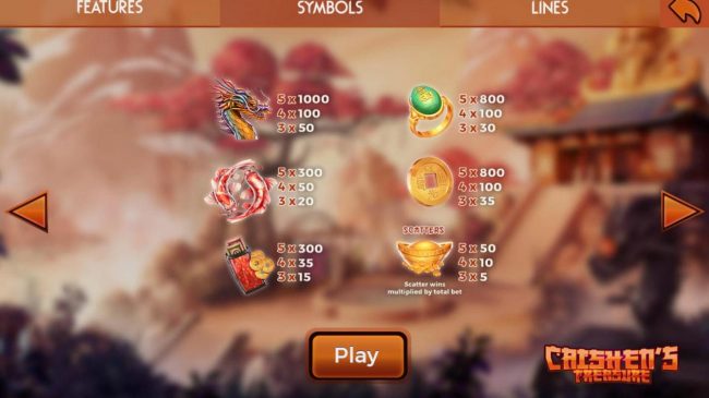 High value slot game symbols paytable