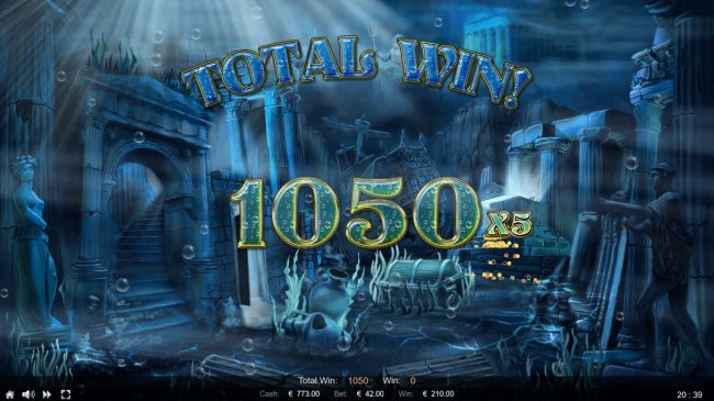 Total bonus payout 1050 coins