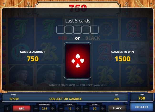 Gamble Feature - To gamble any win press Gamble then select Red or Black.