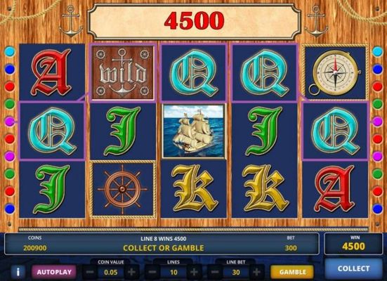 A winning Five of a Kind triggers a 4500 jackpot win.