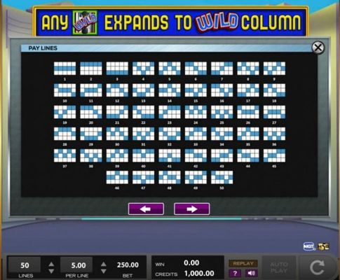 Payline Diagrams 1-50