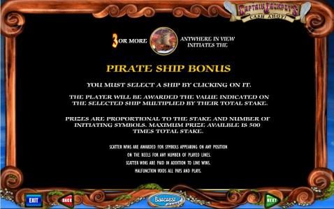pirate ship bonus feature rules