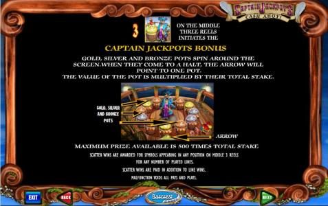 captain jackpots bonus feature rules