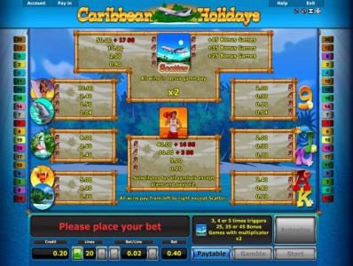 Slot game symbols paytable