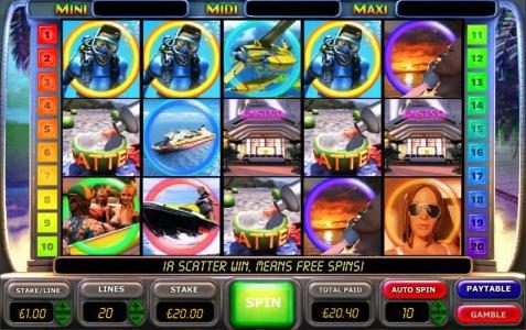 three scatter symbols triggers the free spins feature