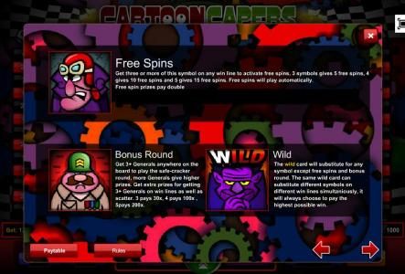 Free Spins, Bonus Round and Wild Symbol Game Rules