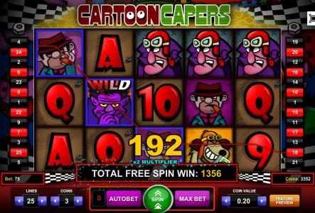 The Free Spins Feature pays out a 1356 coin jackpot