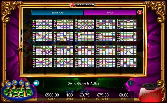 Payline Diagrams 1-100