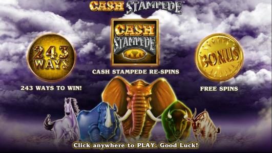 game features 243 ways to win, Cash Stampede Re-Spins and Free Spins.