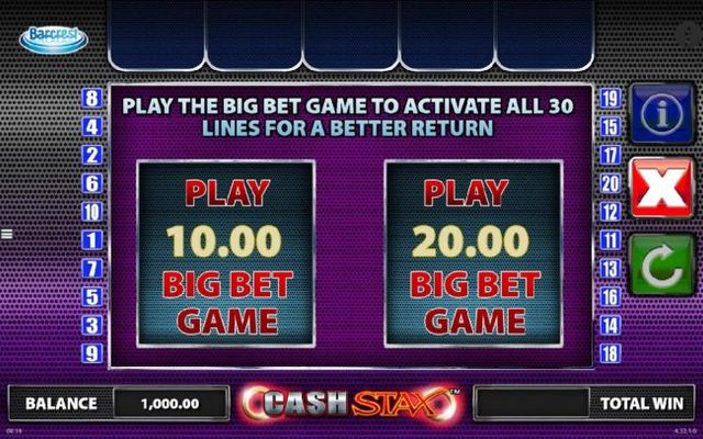 Play the Big Bet Game to Activate all 30 Lines for a Better return.
