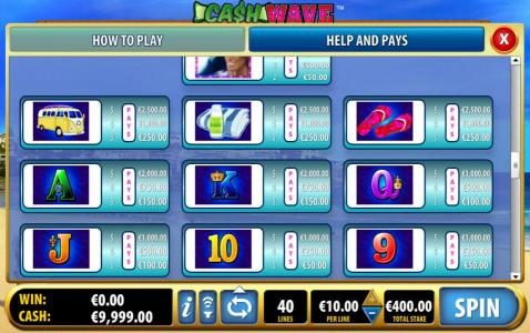 Free Games Bonus Feature Paytable - continued