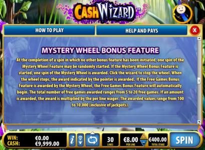 mystery wheel bonus feature wizard