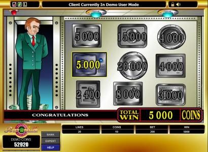 you won 5000 coins during the bonus feature