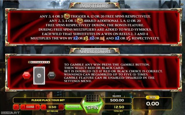 Bonus Feature and Gamble Feature Rules