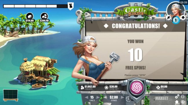 10 free spins awarded