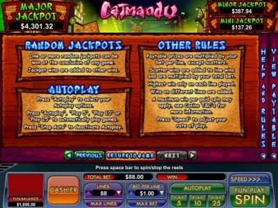 random jackpots rules and general game rules