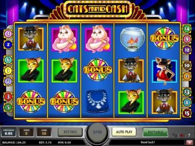three bonus symbols on winning payline triggers the bonus feature