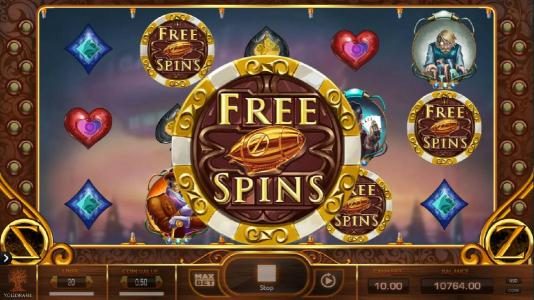 Three Free Symbols anywhere triggers the Freespin Feature