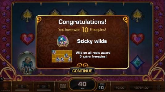 10 Freespins awarded.