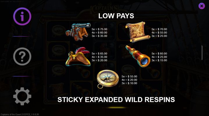 Low Value Symbols Paytable