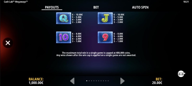 Low Value Symbols Paytable