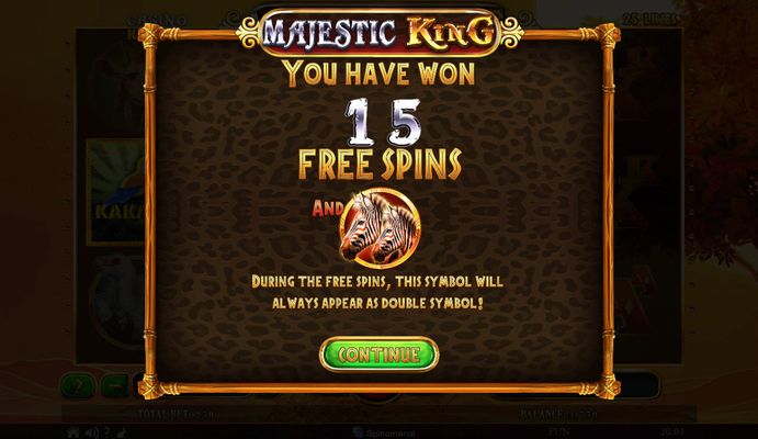 15 Free Spins Awarded