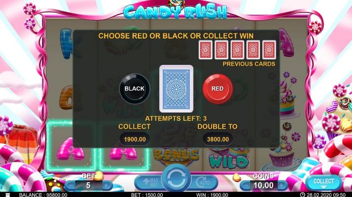 Candy Rush :: Black or Red Gamble Feature