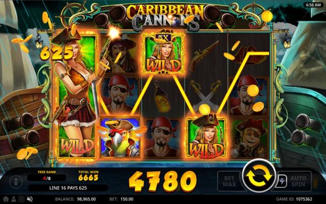 Caribbean Cannons :: A four of a kind win