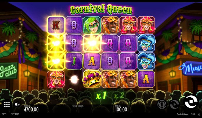 Carnival Queen :: Winning combinations are removed from the reels and new symbols drop in place