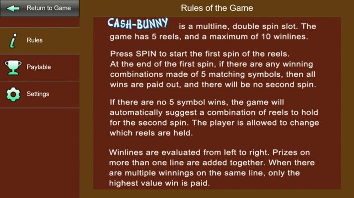 Cash-Bunny :: General Game Rules