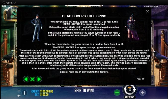 Cash Elevator :: Free Spin Feature Rules