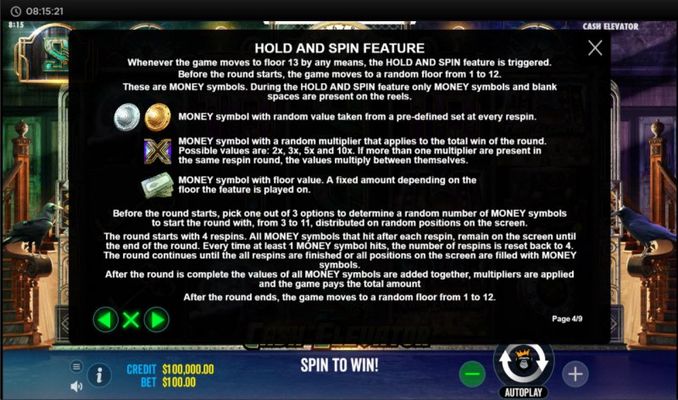 Cash Elevator :: Hold and Spin Feature