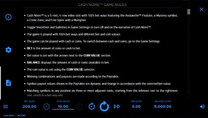 Cash Noire :: General Game Rules