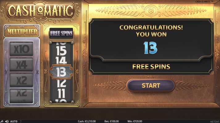 13 Free Spins Awarded