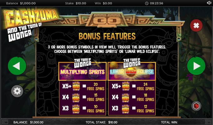 Cashzuma and the Tomb of Wonga :: Bonus Game Rules