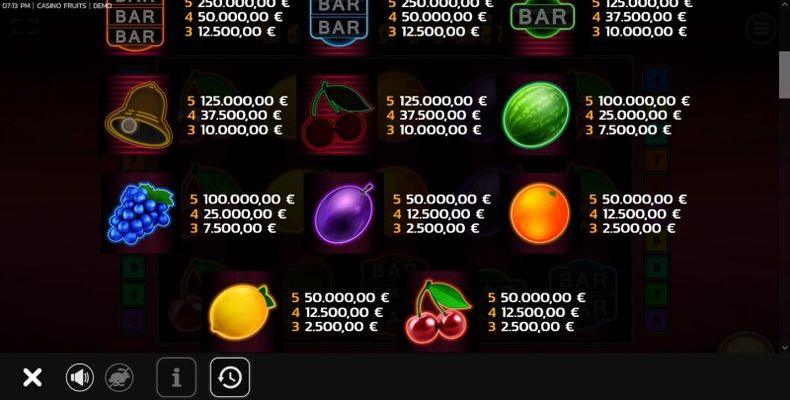 Paytable - Low Value Symbols