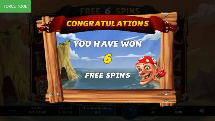 6 Free Spins Awarded