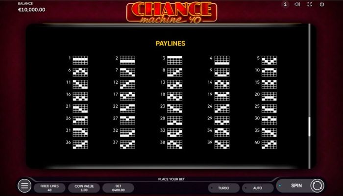 Paylines 1-40