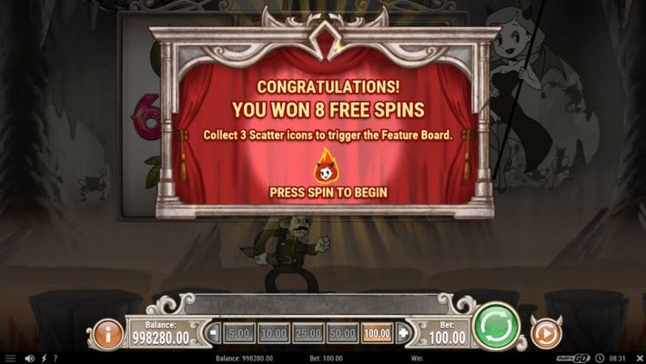 8 Free Spins Awarded