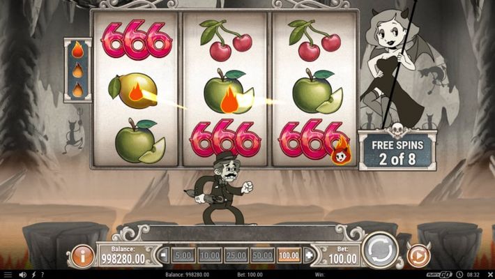 Charlie Chance in Hell to Play :: Collect scatter symbols during free spins to earn additional feature awards