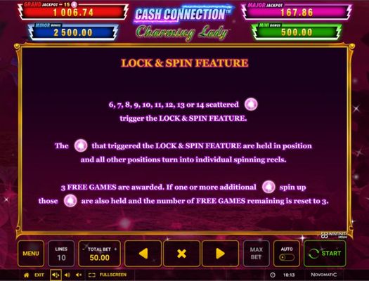 Charming Lady Cash Connection :: Lock and Spin Feature