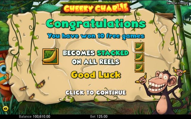 Cheeky Charlie :: 10 free spins awarded