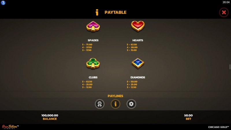 Paytable - Low Value Symbols