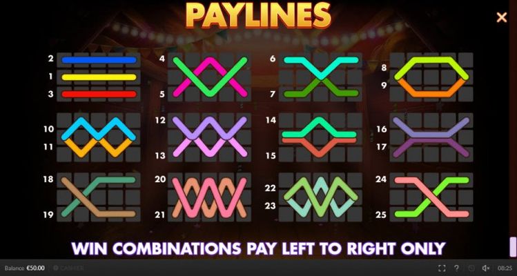 Paylines 1-25