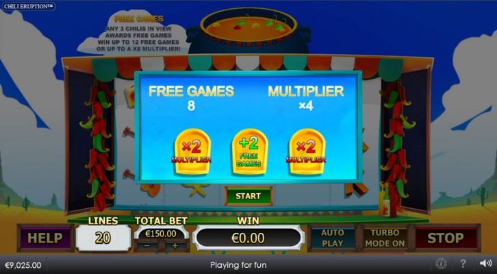 8 free spins awarded