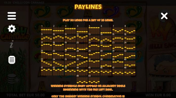 Chilli Con Carnage :: Paylines 1-50